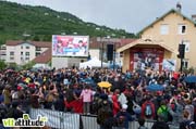 Podium de la coupe du monde de VTT descente