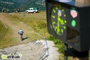 Coupe de France de VTT 2010, épreuve de descente à Méribel, le départ.